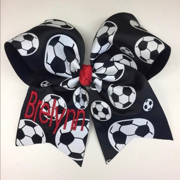 Soccer Hair Bow ANY Name Monogrammed - Picture 3 of 4